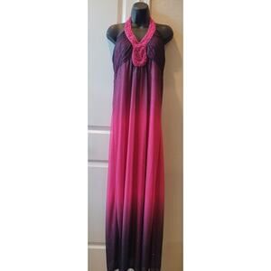 Roulette Women's Two tones halter sleeveless backless maxi dress Size 12.